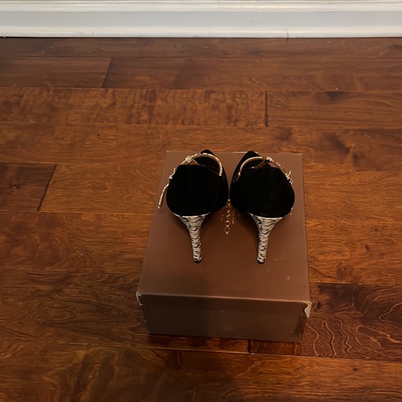 Coach Fulton Suede Natural Print Snake T Strap heels - Picture 3 of 5